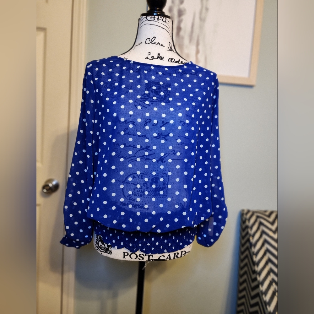 Metaphor 3/4 sleeve Royal Blue Sheer Blouse